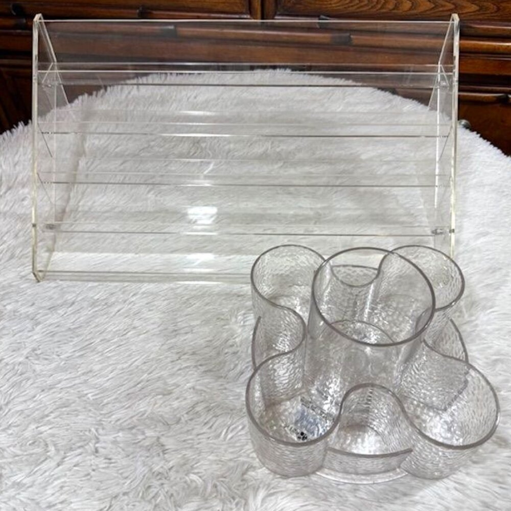 Acrylic 5 Tier 72 Bottle Nail Polish Organizer + 9 Section Spin Brush Caddy Set - Picture 3 of 15